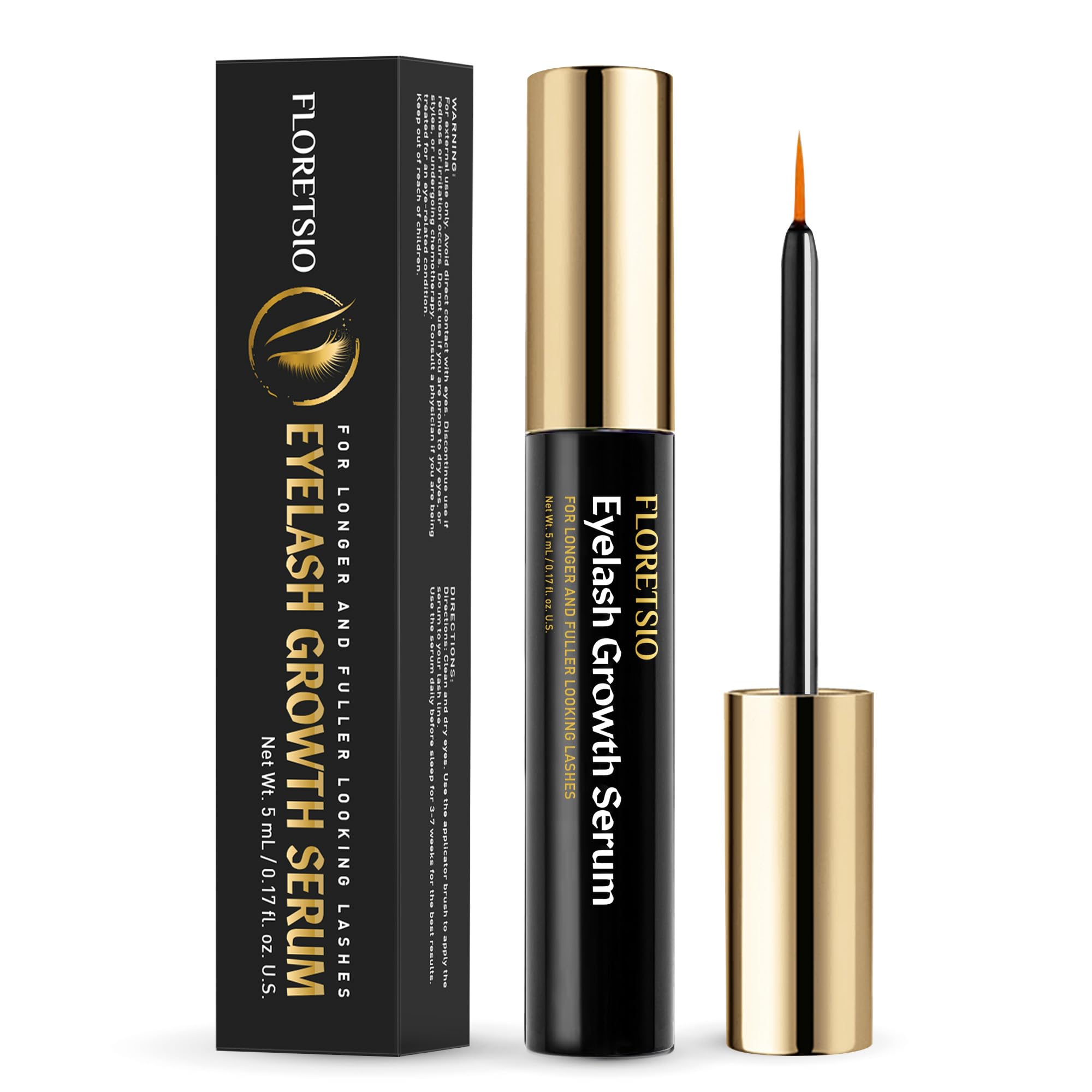 Premium Lash Serum for Eyelash Growth: Irritation-Free Formulated Rapid Growth Advanced Lash Serum for Natural Lashes and Eyebrows - Boost Longer Thicker Fuller Lashes (5ml)